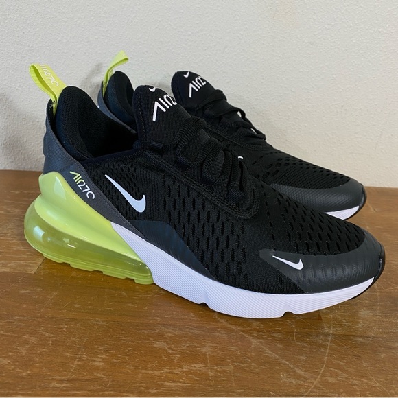 Nike Air Max 270 Black Lime Green GS - Size 6.5Y Or Women’s 8 - Picture 1 of 13